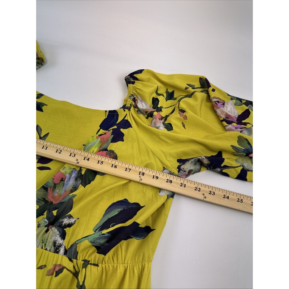 Soft Surroundings Maise Floral Smocked Midi Dress Yellow Flutter Sleeve Plus 2X - Picture 11 of 13